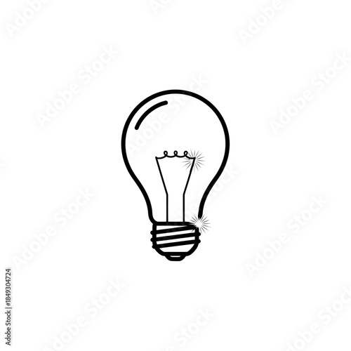 Simple black and white illustration of a lightbulb on a plain white background