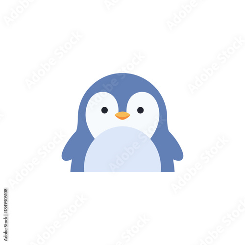 A blue penguin illustration on a white background viewed from the front