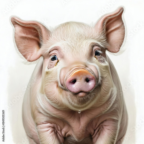 pink pig in a farm, podsvinok