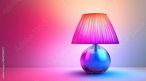 Modern table lamp with gradient colors and soft lighting on a simple background