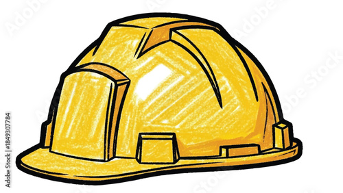 Yellow Industrial Hard Hat Illustration for Construction Safety and Occupational Health and Safety PPE Compliance