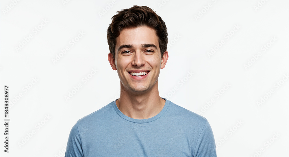 Obraz premium Smiling young man over white background