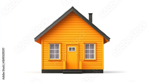 Vibrant yellow house isolated on white background for real estate concepts