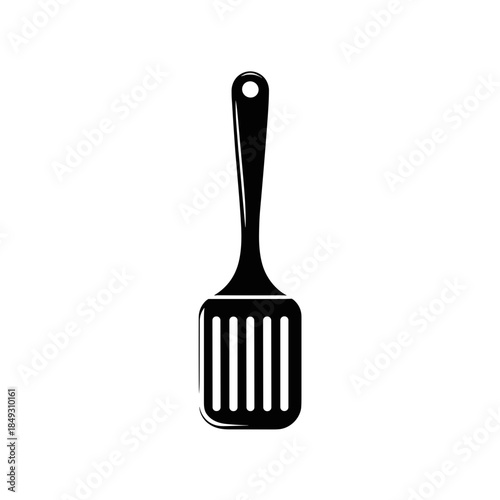 Black Silhouette of a Kitchen Spatula Essential Cooking Tool for Home Chefs and Foodies