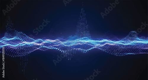 Futuristic Blue Digital Particle Wave Background with Luminous Data Points