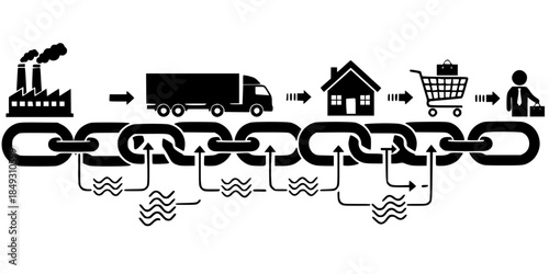 Wallpaper Mural Supply Chain Links Integration Vector Silhouette Torontodigital.ca