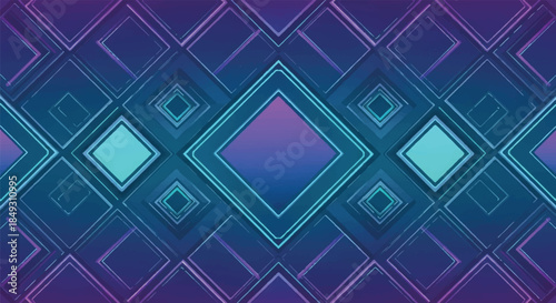 Futuristic Cyberpunk Diamond Shape Neon Light Grid with Purple and Blue Gradient