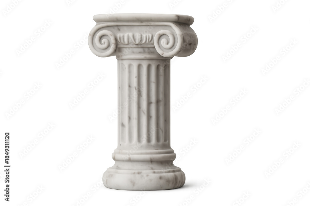 Obraz premium White marble ionic column architecture on transparent background