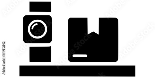 Contactless Doorstep Delivery Vector Silhouette