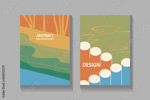 Abstract Geometric Landscape Poster Design. Suitable for posters, wall art, branding, editorial design, and creative backgrounds.