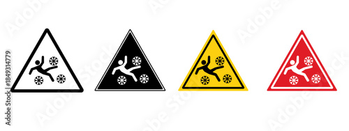 Slippery ice vectors web signs set.