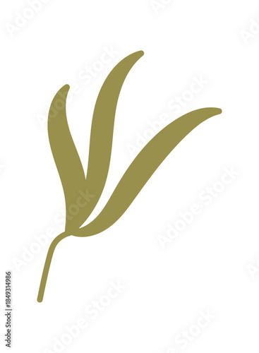 Flat green mistletoe branch makes a perfect holiday decoration. Kraft ornament and plant bring christmas gift craft style. Festive graphic is ideal for box and seasonal decor.