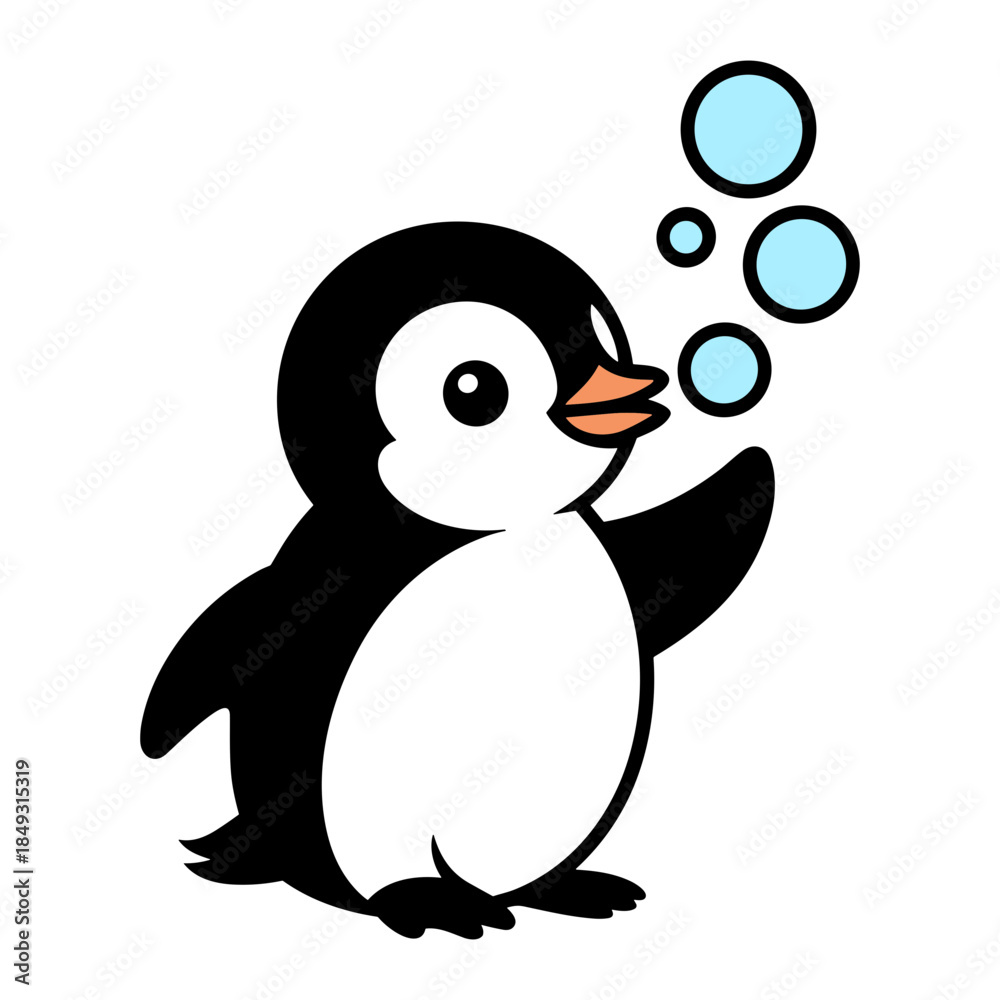 Fototapeta premium Penguin Blowing Bubbles