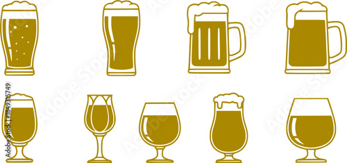 Beer glass icon vector set. Beer illustration sign collection. alcohol symbol. Beer logo.
