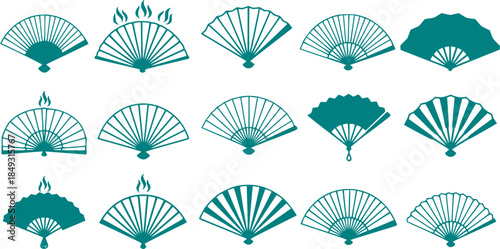 Hand fan icon vector set. Fan illustration sign collection. Hot symbol or logo.
