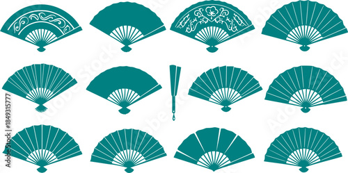 Hand fan icon vector set. Fan illustration sign collection. Hot symbol or logo.
