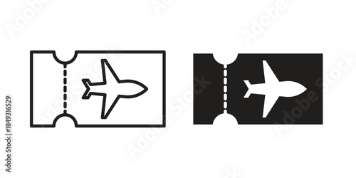 Airline ticket icons. Line Illustration Vector Template. Clipart concept illustration