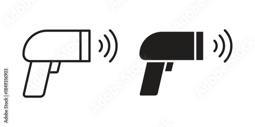 Barcode scanner icons. Line Illustration Vector Template. Clipart concept illustration