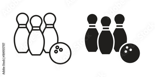 Bowling icons. Line Illustration Vector Template. Clipart concept illustration