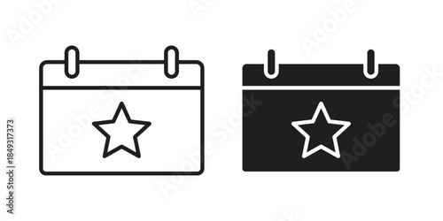 Calendar with event icons. Line Illustration Vector Template. Clipart concept illustration