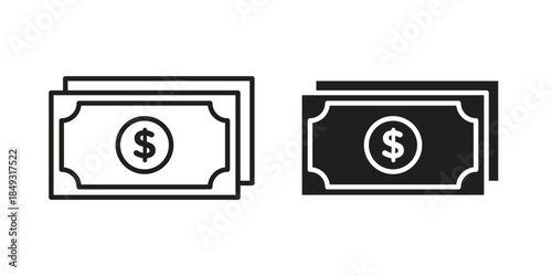 Cash icons. Line Illustration Vector Template. Clipart concept illustration