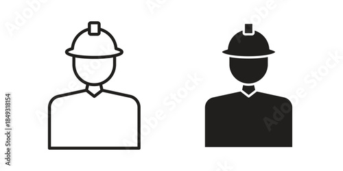 Construction worker icons. Line Illustration Vector Template. Clipart concept illustration