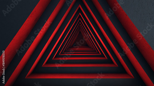 Red triangles create a pattern in a dark space