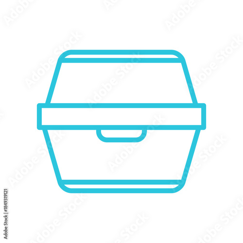 Lunch box, Takeout, Take away , Isolated on white background. Blue icon