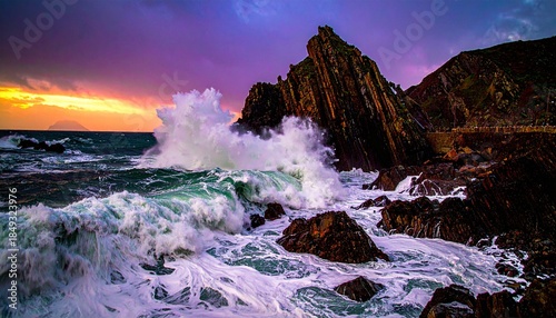 dramatic ocean spray in the air