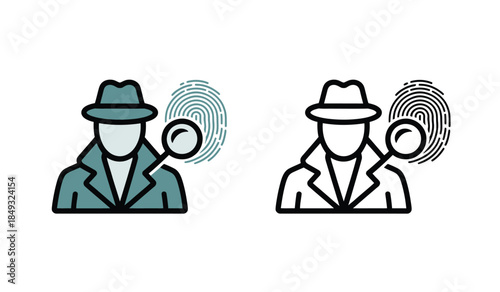 detection icons with fingerprint and magnifying glass