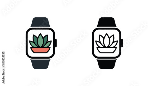 smartwatch with succulent plant on screen