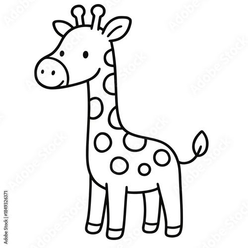 Cute funny giraffe cartoon character smiling