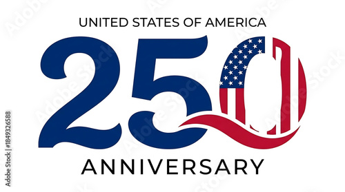 United States of America 250th Anniversary Logo with US Flag Elements