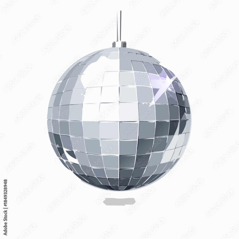 Fototapeta premium Boule à facette ou boule Tango, éclairage des années 70, soirée festive, musique