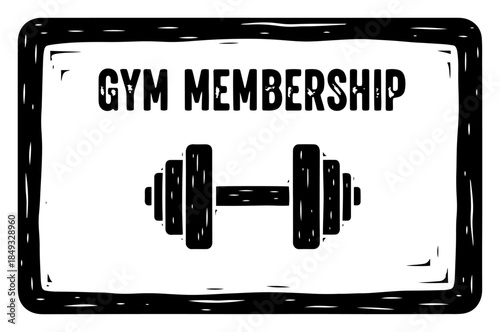 Vintage style gym membership card with dumbbell icon