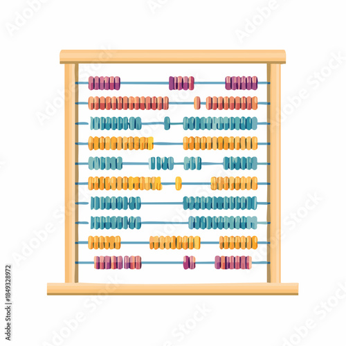 Un boulier en bois, instrument de calcul ancien, isolé sur fond blanc 