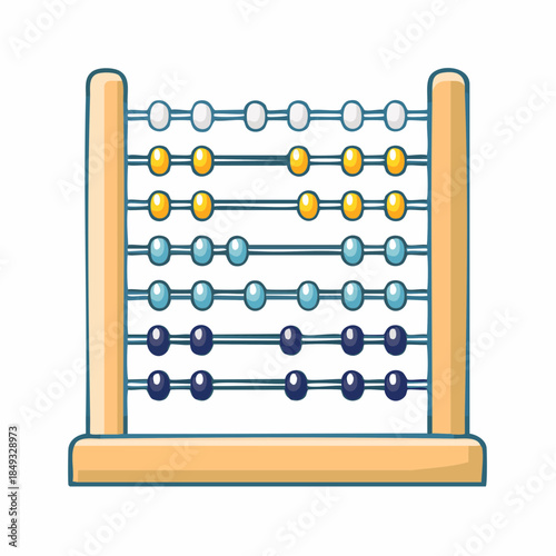Un boulier en bois, instrument de calcul ancien, isolé sur fond blanc 