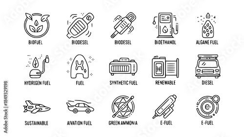 AlternativeFuelSourceIcons IllustrateDifferentTypes or SustainableEnergySymbols RepresentCleanPower