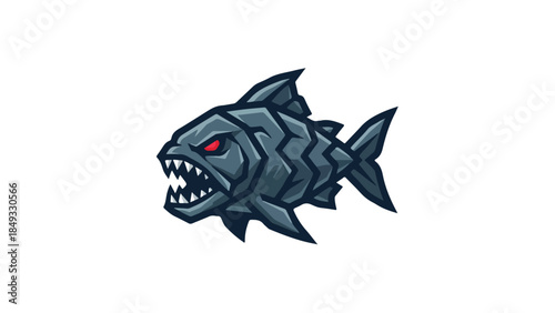 Aggressive Piranha Fish with Red Eyes and Sharp Teeth 1.