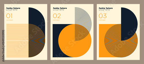 A set of the retro posters in a minimalist style design. Vector illustration.