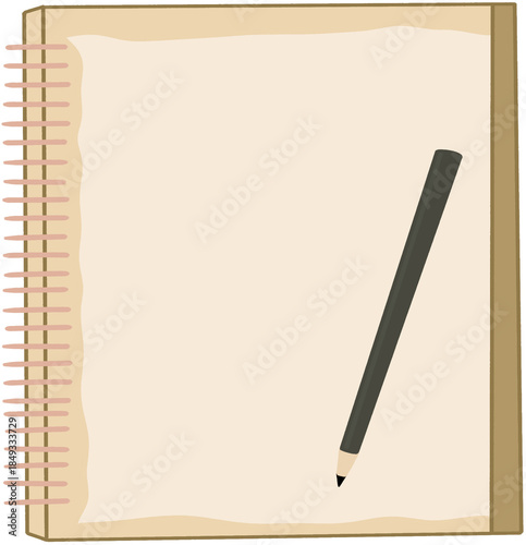 Open Blank Spiral Notebook with a Pencil Lying on the Page for Creative Writing, Sketching, and Educational Purposes