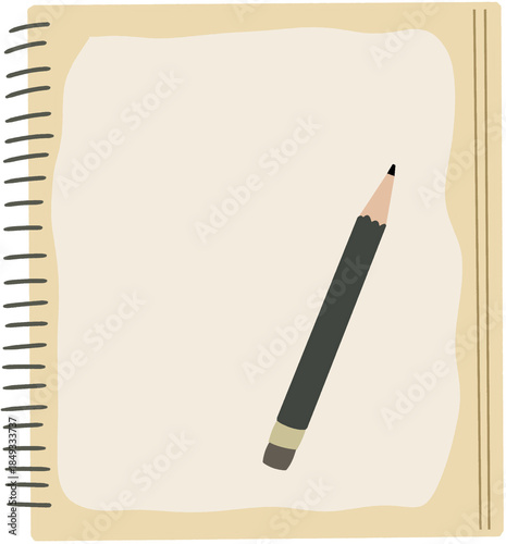 Minimalist Spiral-Bound Notebook with Pencil Ready for Note Taking, Drawing, and Brainstorming Ideas in a Clean Layout
