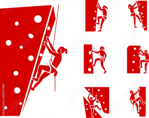 Rock Climbing silhouette vector set
