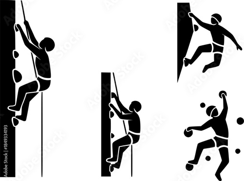 Rock Climbing silhouette vector set
