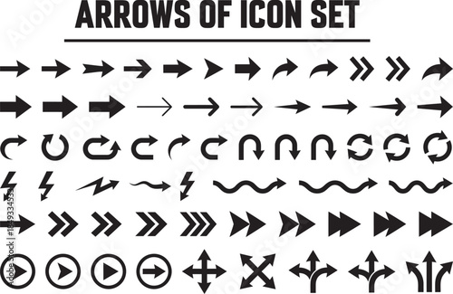 Arrows icon set, flat vector, editable stroke on a clean white background 2