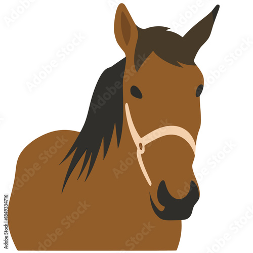 Brown horse head flat vector illustration