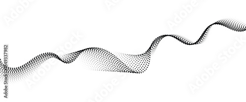Flowing Dot Wave halftone gradient pattern on transparent background	