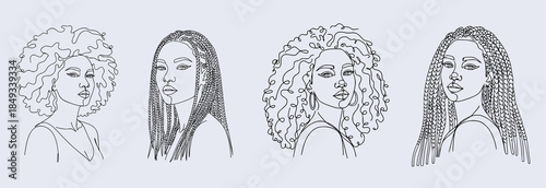 African American Girl Portrait Vector Illustration