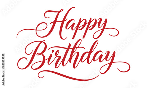Happy birthday greeting card with red cursive text
