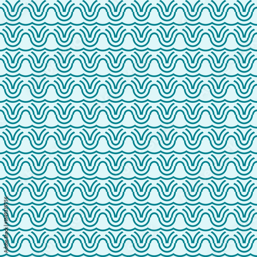 Abstract geometric arch line pattern background seamless vector teal blue